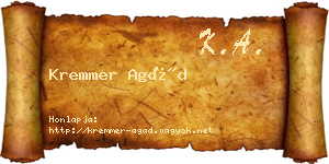 Kremmer Agád névjegykártya
